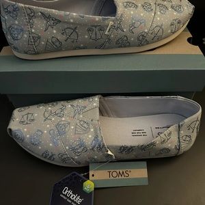 Toms Alpargata Size 9 Mid Grey Foil Mystic Sky